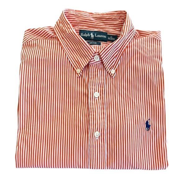 Ralph Lauren Mens Orange And White Striped Men's Shirt - Picture 1 of 8